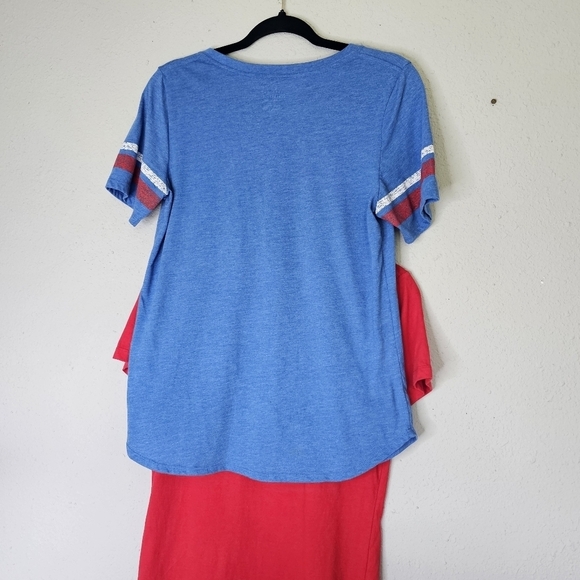 Texas Rangers Lot of 2 Womens Tee Shirts Blue Red Baseball Fan Size M Medium - Picture 7 of 8